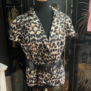 Courtenay Animal Print Jacket with Black Accents